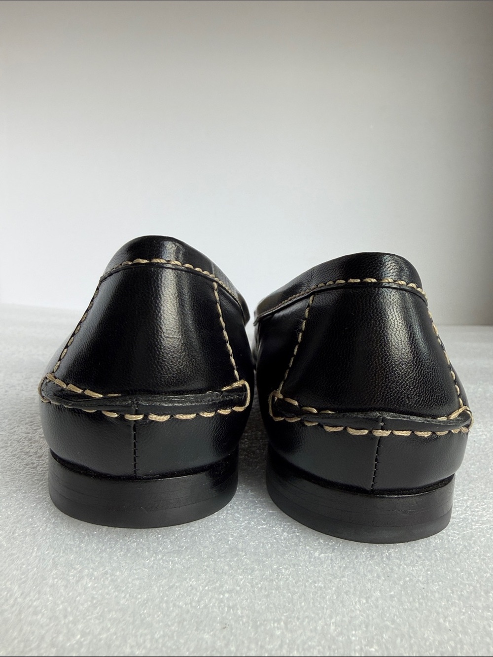 COLE HAAN Black Leather Tassel Loafers Contrast Stitching Flats Women’s 5.5 - Picture 5 of 16
